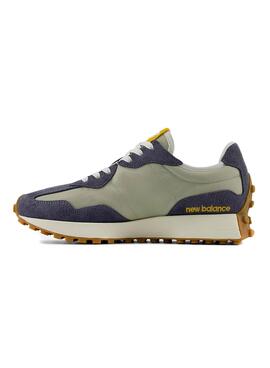 Zapatillas New Balance 327 azules y verdes para hombre.