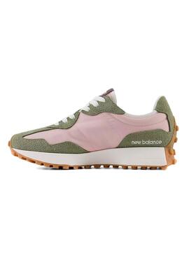 Zapatillas New Balance 327 para mujer en verde y rosa