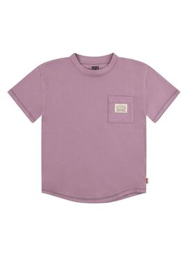 Camiseta Levis Curved Morado Para Niño