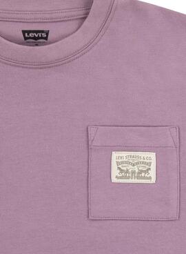 Camiseta Levis Curved Morado Para Niño