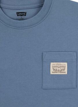 Camiseta Levis Curved Azul Para Niño