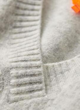 Jersey Superdry V-Neck Oversized Gris Para Mujer
