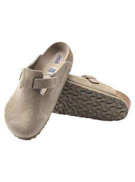 Zuecos Birkenstock Boston khaki para mujer