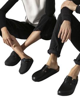 Zuecos Birkenstock Boston narrow fit negro para mujer 