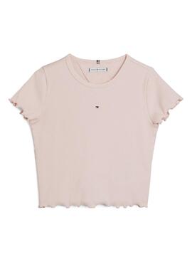 Camiseta Tommy Hilfiger Essential Rib Rosa Niña