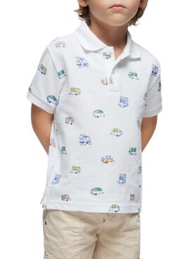Polo Mayoral Estampado Coches Blanco Para Niño