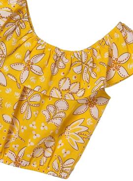 Top Mayoral Estampado Volante Amarillo Para Niña