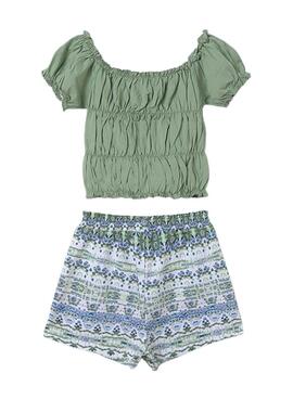 Conjunto Mayoral Short Estampado Menta Para Niña
