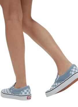 Zapatillas Vans Slip On Checkerboard Azul y Blanco