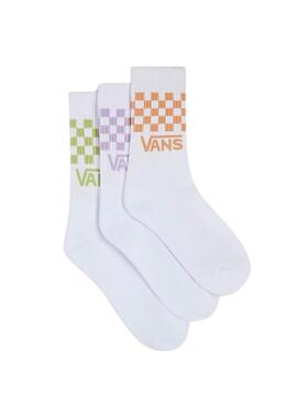Calcetines Vans Pack Check Crew Blanco Para Mujer y Hombre