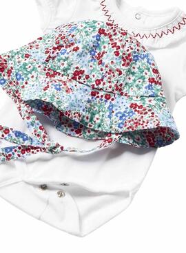 Conjunto Mayoral Short Tirantes Gorro Blanco Bebé