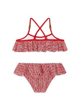 Bikini Mayoral Estampado Volantes Rojo Para Niña