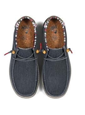 Zapatos Walkin Pitas Wallabi Rustic marino para hombre