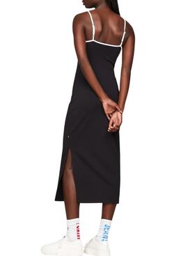 Vestido Tommy Jeans Tonal Script Negro Para Mujer