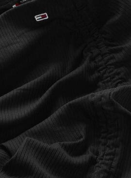 Falda  Tommy Jeans Gathering Rib negro para mujer