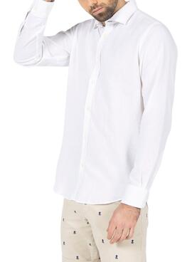 Camisa El Pulpo Lino Logo Blanco Para Hombre