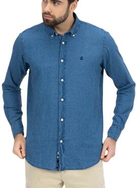 Camisa El Pulpo Denim Micro Azul Para Hombre