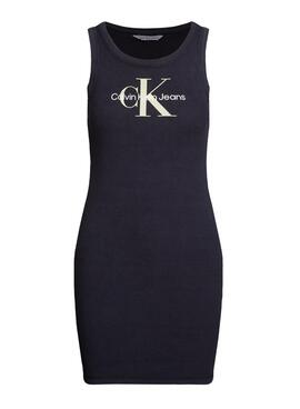 Vestido Calvin Klein Archival Monologo Rib Negro Para Mujer