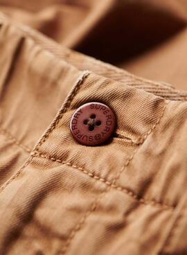 Bermuda Superdry Officer Chino Marrón Para Hombre