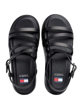 Sandalias Tommy Jeans Strappy Wedge Negro Para Mujer