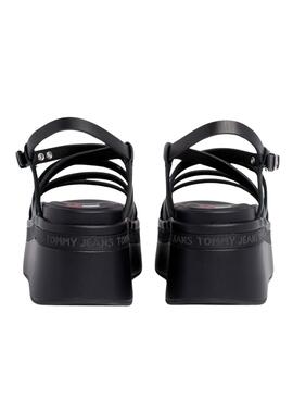 Sandalias Tommy Jeans Strappy Wedge Negro Para Mujer