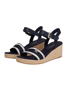 Sandalias Tommy Hilfiger Webbing Wedge Marino Mujer