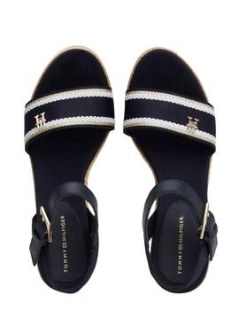 Sandalias Tommy Hilfiger Webbing Wedge Marino Mujer
