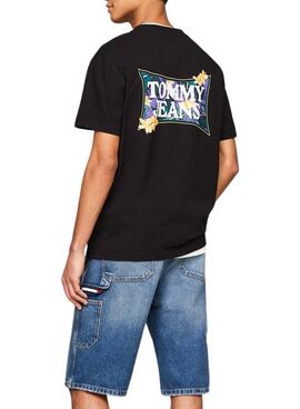 Camiseta Tommy Jeans Flower Regular Negro Para Hombre