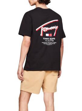 Camiseta Tommy Jeans  3D Street Signature Negro Para  Hombre