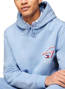 Sudadera Tommy Jeans 3D Street Hood Azul Para  Hombre