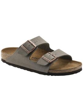Sandalias Birkenstock Arizona Birko-Flor Nubuck Stone narrow fit para hombre y mujer
