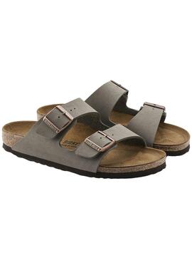 Sandalias Birkenstock Arizona Birko-Flor Nubuck Stone narrow fit para hombre y mujer
