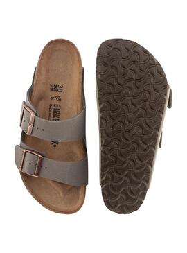 Sandalias Birkenstock Arizona Birko-Flor Nubuck Stone narrow fit para hombre y mujer
