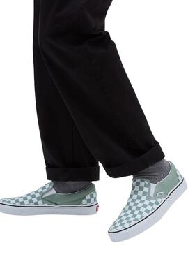 Zapatillas Vans Slip-On Checkerboard Verde Para Mujer