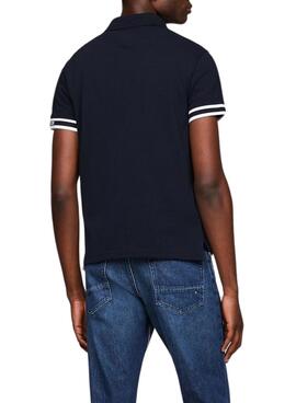 Polo Tommy Hilfiger Monotype Cuff Marino Para Hombre