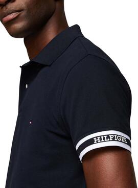 Polo Tommy Hilfiger Monotype Cuff Marino Para Hombre