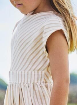 Vestido Mayoral Rayas Beige Para Niña