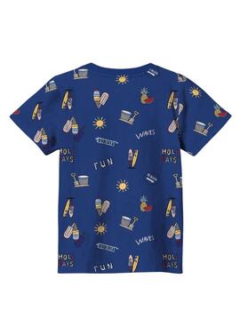Camiseta Name It Flyne Estampado Azul Para Niño