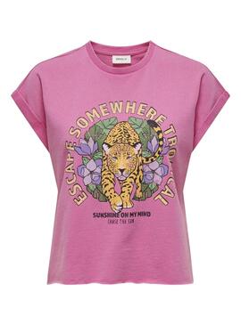 Camiseta Only Lucinda Rosa Para Mujer