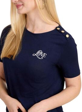 Camiseta Naf Naf Love Marino Para Mujer