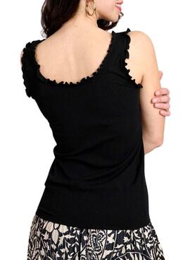 Camiseta Naf Naf Fruncido Negro Para Mujer