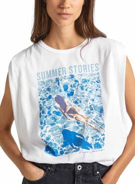 Camiseta Pepe Jeans Laenor blanco para mujer 