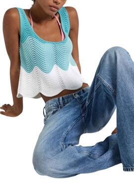Top Pepe Jeans Galea Azul Para Mujer