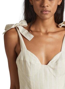 Vestido Pepe Jeans Emereal Lino Crema Para Mujer
