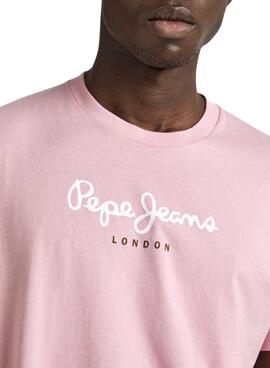 Camiseta Pepe Jeans Eggo Rosa Para Hombre