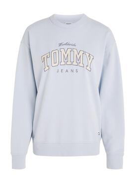 Sudadera Tommy Jeans Relaxed Varsity Luxe Azul Para Mujer