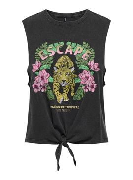 Camiseta Only Lucy Knot Eagle Negro Para Mujer