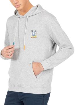 Sudadera El Pulpo Estampado Artístico Gris Para Hombre