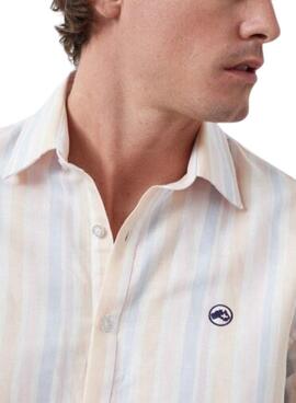 Camisa Altonadock Rayas Beige Para Hombre