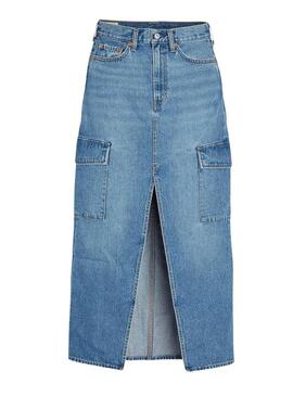 Falda Levis Column Azul Tobillera para Mujer